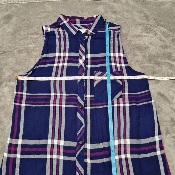 Rails Jordyn Button Down Sleeveless Long Top Shirt Navy White Orc Women's Size L - Picture 15 of 16